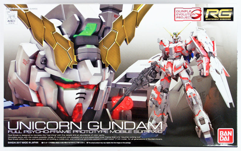 Bandai RG 1/144 Unicorn Gundam Full Psycho-Frame Prototype Mobile Suit RX-0 "Gundam UC"