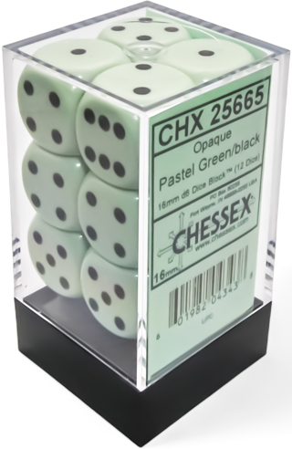 Chessex  12d6 Opaque Pastel Green/Black
