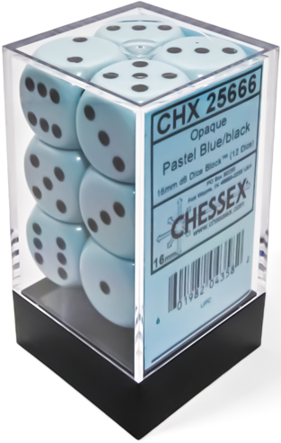Chessex  12d6 Opaque Pastel Blue/Black