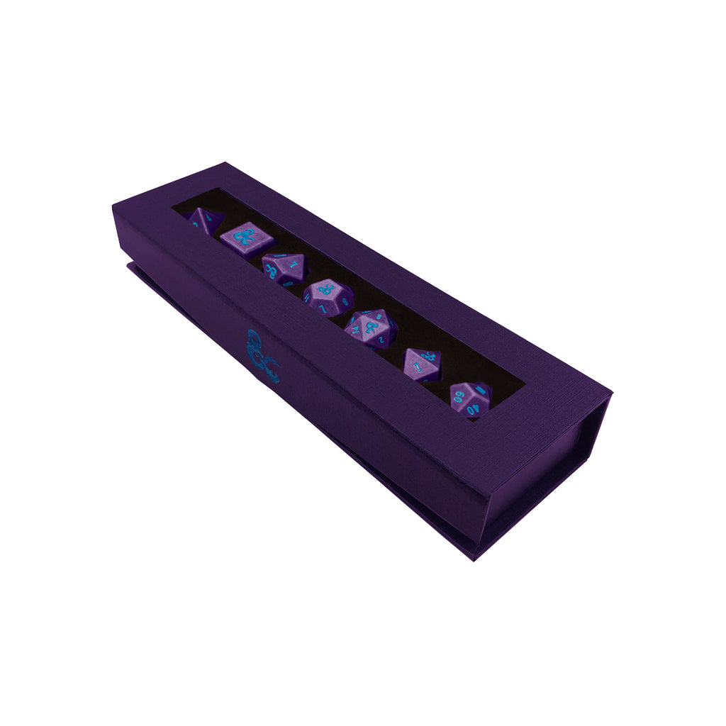 D&D Phandelver Campaign 7RPG Heavy Metal Dice - Royal Purple and Sky Blue