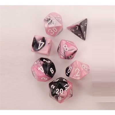 Chessex Poly Gemini Black-pink/white