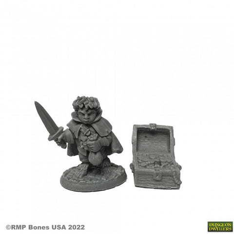Reaper Mini Dungeon Dwellers: RM07004 Stitch Thimbletoe, Halfling Thief