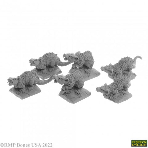 Reaper Mini Dungeon Dwellers: RM07031 Giant Tomb Rats (6)