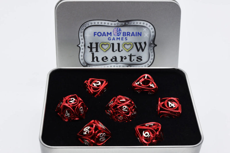 Hollow Hearts: Red - Metal RPG Dice Set