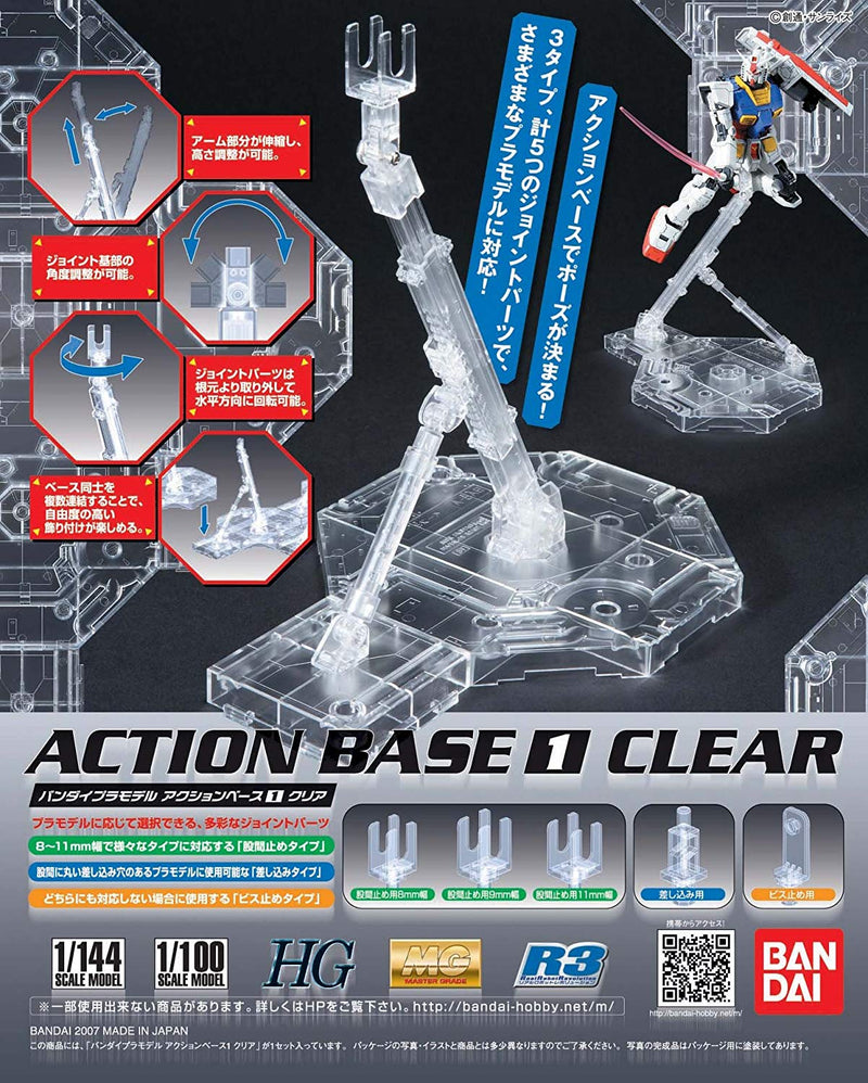 Bandai 1/144 Action Base 1 Display Stand Clear