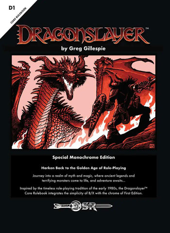 RPG OSR Dragonslayer Core Rules Monochrome Cover