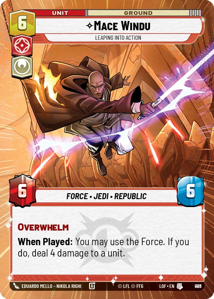 Mace Windu - Leaping into Action (889) (Hyperspace Foil) (889) [Legends of the Force]