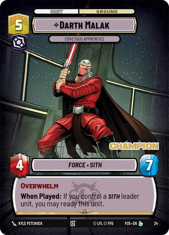 Darth Malak - Covetous Apprentice (Champion) (24) (24) [Organized Play Promos]