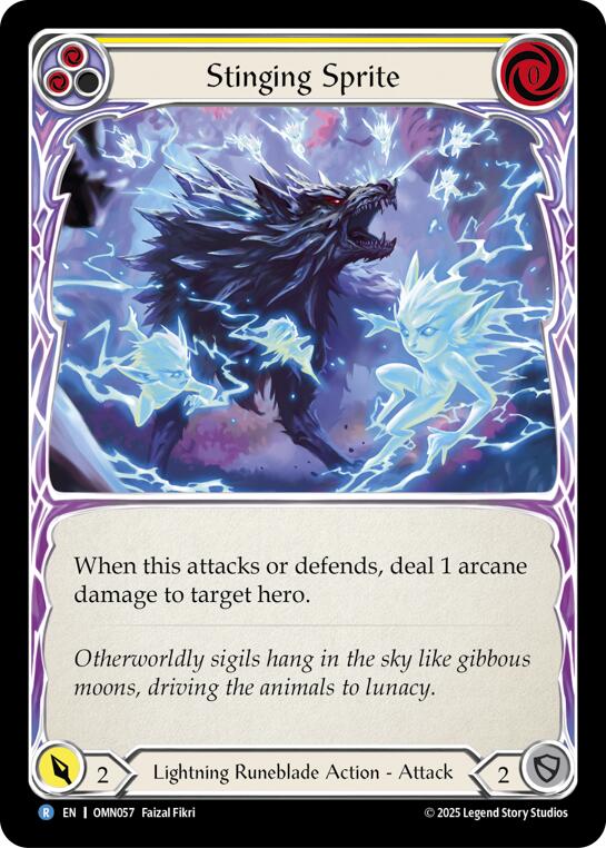 Stinging Sprite (Yellow) [OMN057] (Omens of the Third Age)  Rainbow Foil