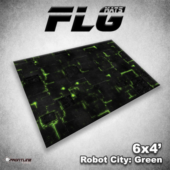 Frontline Gaming Mat 6'x4' Robot City Green