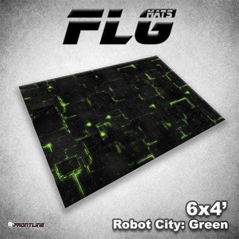 Frontline Gaming Mat 6'x4' Robot City Green