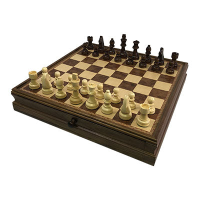 Chess Set 15" Walnut & Maple Board w/ Drawers