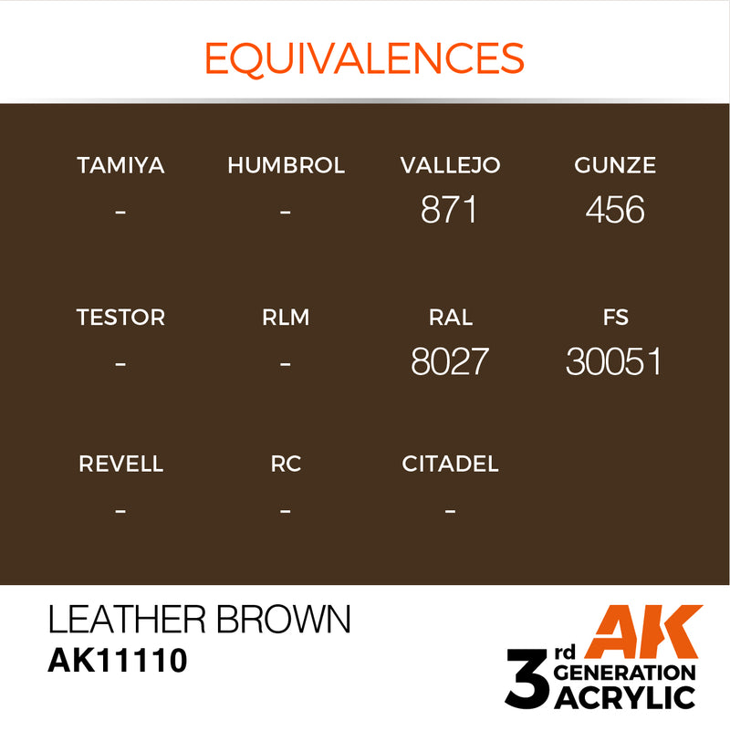 AK Interactive 3rd Gen Acrylic Leather Brown 17ml