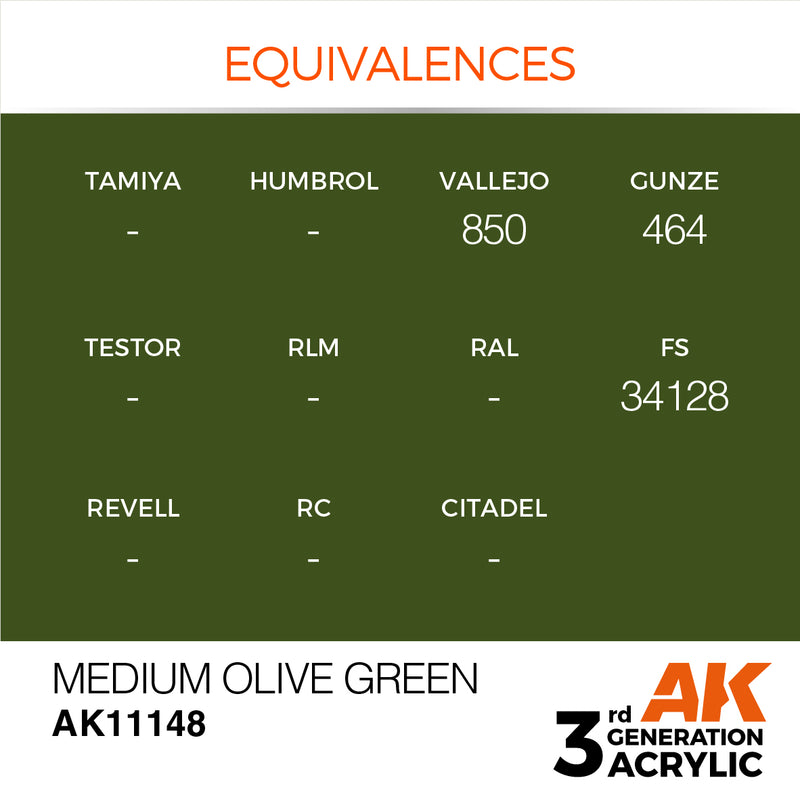 AK Interactive 3rd Gen Acrylic Medium Olive Green 17ml