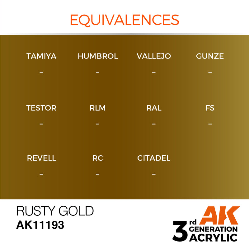AK Interactive 3rd Gen Acrylic Rusty Gold Metallic 17ml
