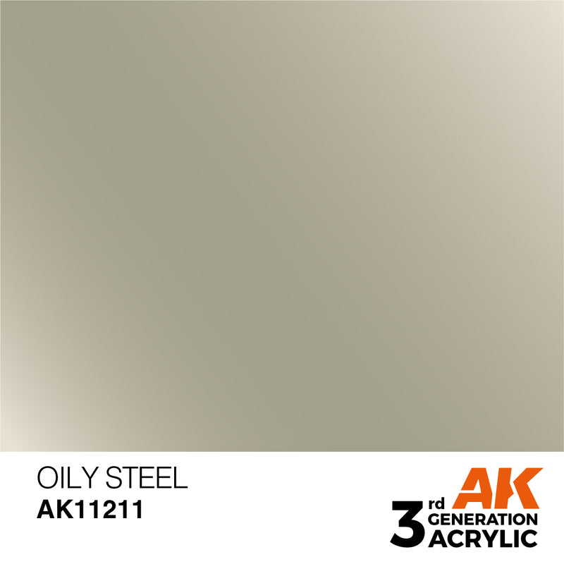 AK Interactive 3rd Gen Acrylic Oily Steel Metallic 17ml