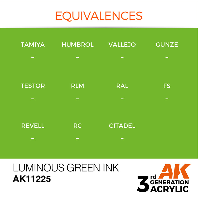 AK Interactive 3rd Gen Acrylic Luminous Green INK 17ml