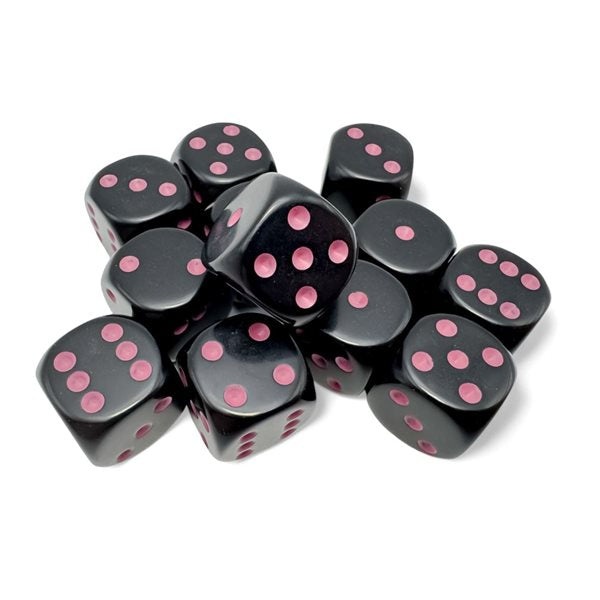 Chessex 12d6 Opaque Black/Pink