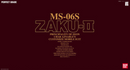 Gunpla PG 1/60 MS-06S Zaku II "Mobile Suit Gundam"