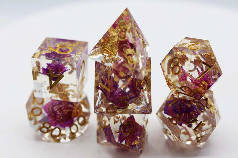 Sharp Edge Resin RPG Dice Set - Purple Lotus