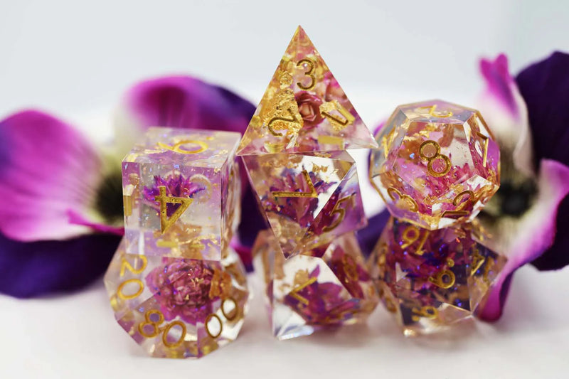 Sharp Edge Resin RPG Dice Set - Purple Lotus