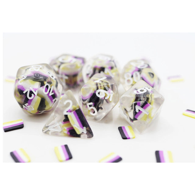 Non-binary Flag RPG Dice Set