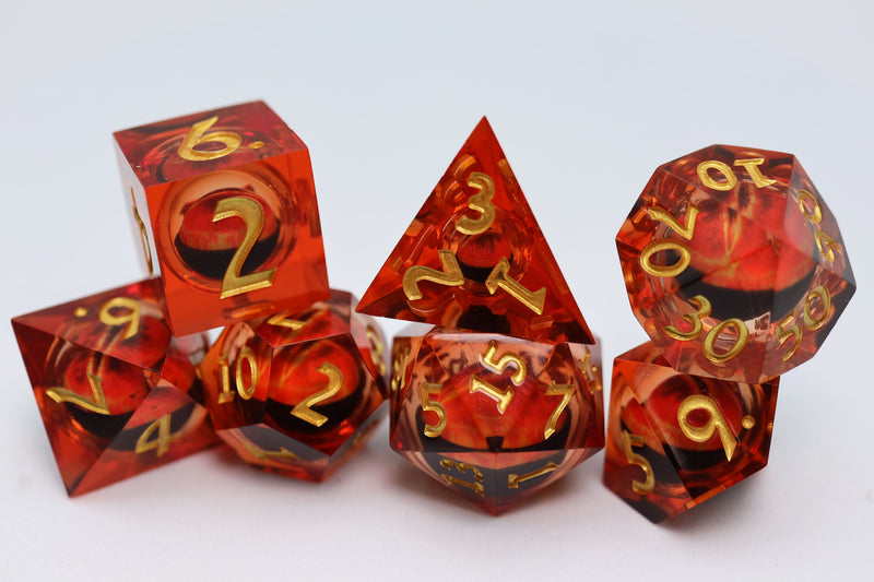 Sharp Edge Moving Eye - Amber Cyclops RPG Dice Set