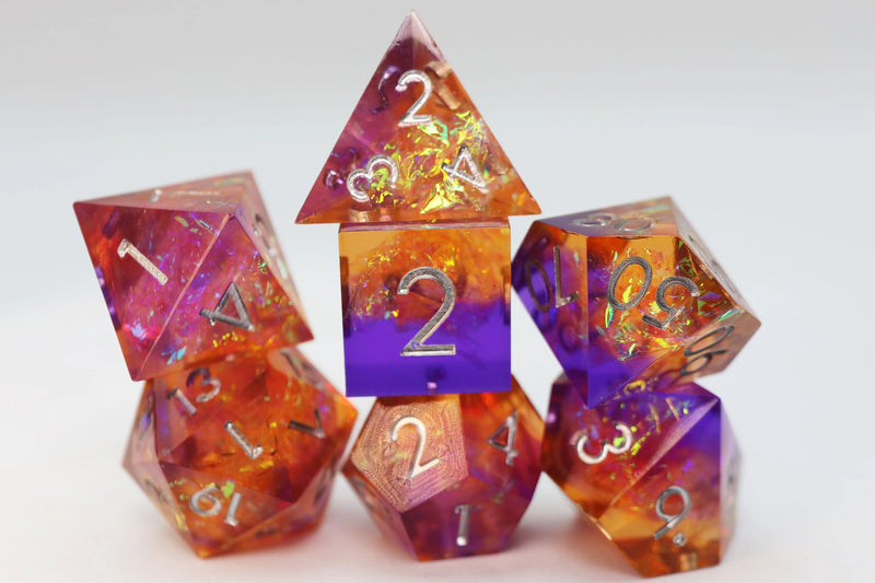 Sharp Edge Resin RPG Dice Set - Flash Of Green