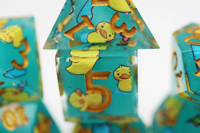 Splashing Duckies: Sharp Edge Decal RPG Dice Set