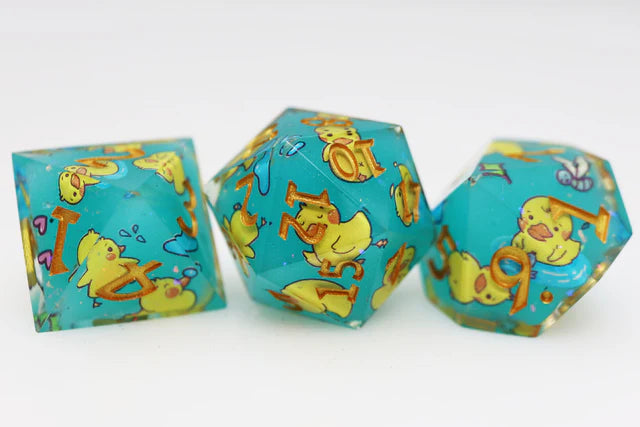 Splashing Duckies: Sharp Edge Decal RPG Dice Set