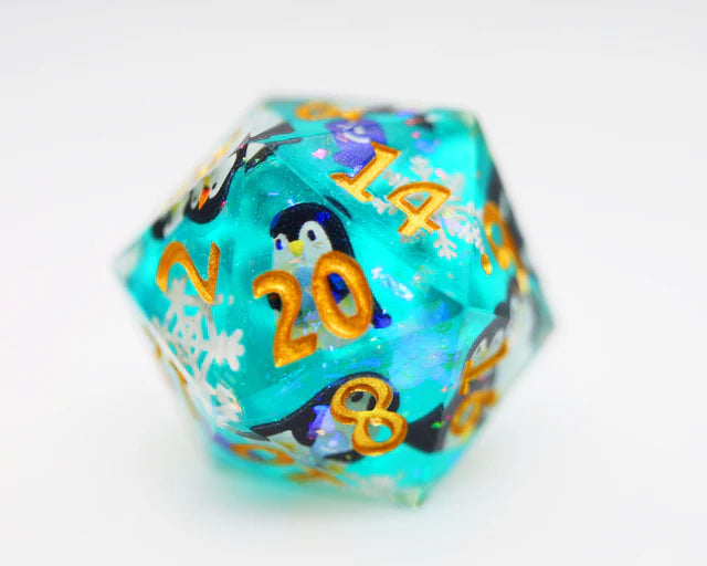 Sharp Edge Resin RPG Dice Set - Playful Penguins