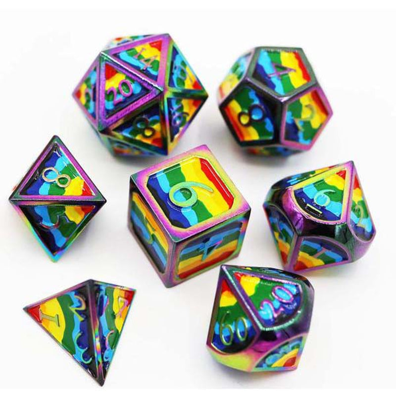 Rainbow Pride Flag RPG Metal Dice Set