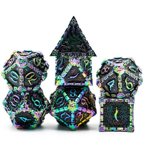 Dagger of Venom Black Rainbow Metal Dice Set