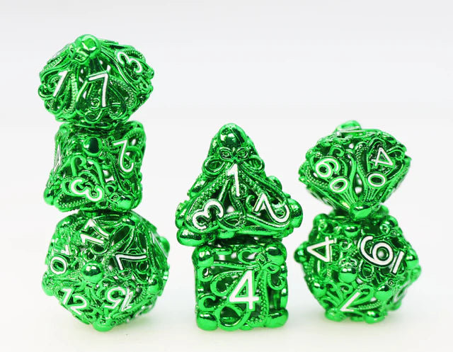Mind Eater Hollow Green RPG Metal Dice Set