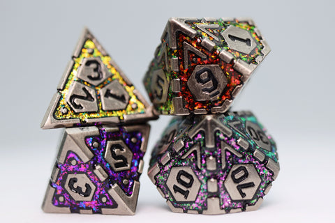 Ornate Rainbow Frame - Metal RPG Dice Set