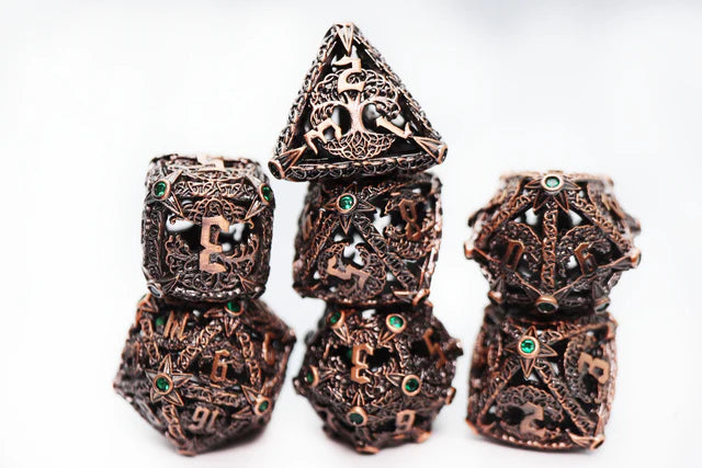 Trees of Virtue: Tree of Justice - Hollow Metal RPG Dice Set