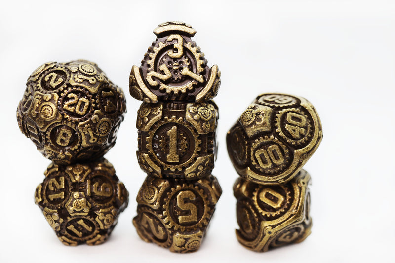 Airship Gears: Brazen Bulkhead - Metal RPG Dice Set