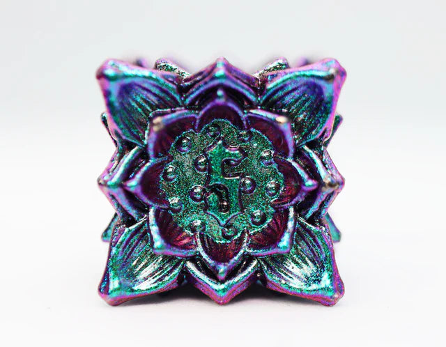 Floral Starburst: Mystic Marigold - Metal RPG Dice Set