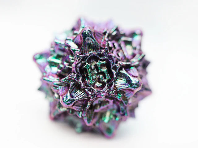Floral Starburst: Mystic Marigold - Metal RPG Dice Set