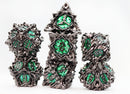 Floral Starburst: Midnight Forest - Metal RPG Dice Set