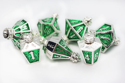 Moonlit Lantern Silvered Acidfire - Metal RPG Dice Set