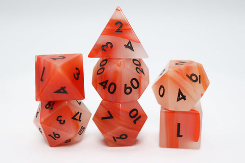 Gemstone Dice: Red Agate - Engraved