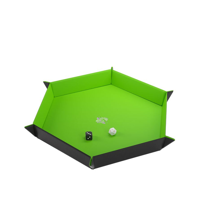 Magnetic Hexagonal Dice Tray: Black/Green XL