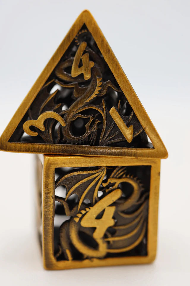 Dragon Essence: Gold - Hollow Metal RPG Dice Set