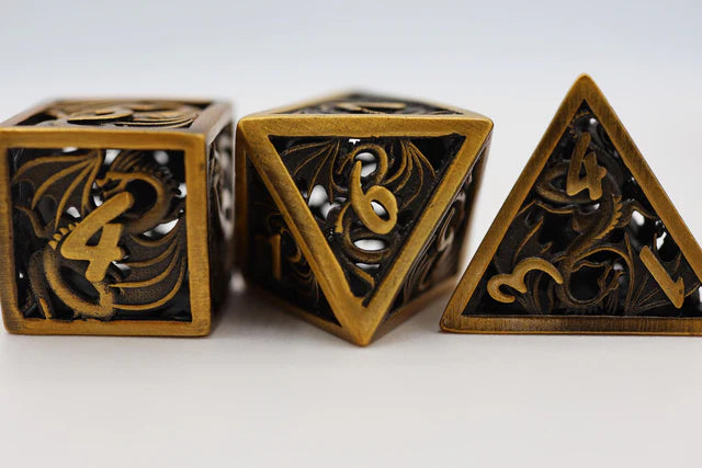 Dragon Essence: Gold - Hollow Metal RPG Dice Set