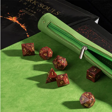 Green Roll Up Leatherette Dice Mat