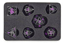 Old School Dice: Hollow Metal 7 Piece Set - Dragon - Black With Purple