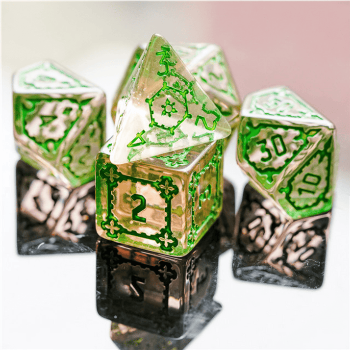 Huge Fluorite Castle RPG Dice Set - 25MM