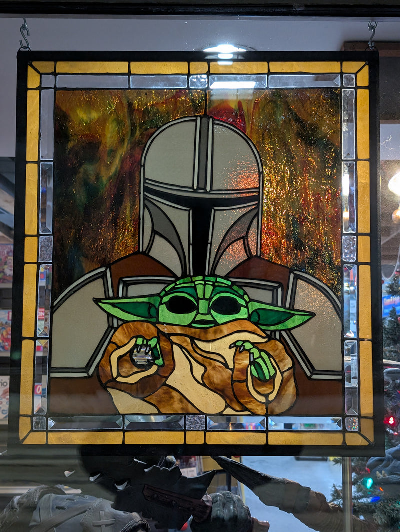 Infinity Art Stained Glass Grogu and the Mandalorian