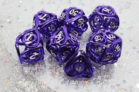 Hollow Hearts Purple - Metal RPG Dice Set
